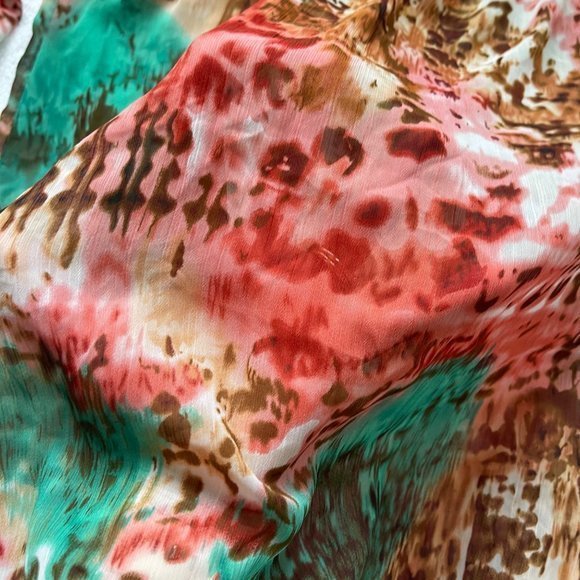Bisou Bisou Women's Multicolored Sheer Empire Waist Open Arm Swimsuit Cover L - Picture 8 of 11